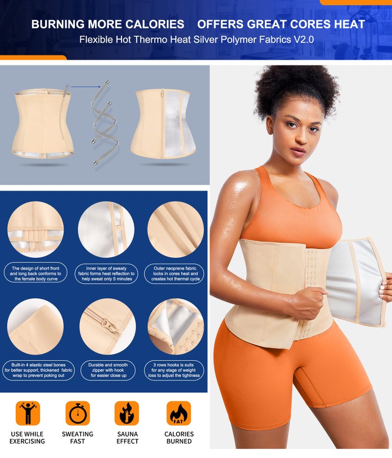 TrainingGirl مدرب الخصر TrainingGirl للنساء حزام خصر لتقليل البطن كورسيه لف البطن حزام تمرين عرق حزام رياضي بدلة ساونا - Image 2