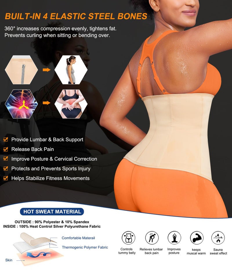 TrainingGirl مدرب الخصر TrainingGirl للنساء حزام خصر لتقليل البطن كورسيه لف البطن حزام تمرين عرق حزام رياضي بدلة ساونا - Image 5