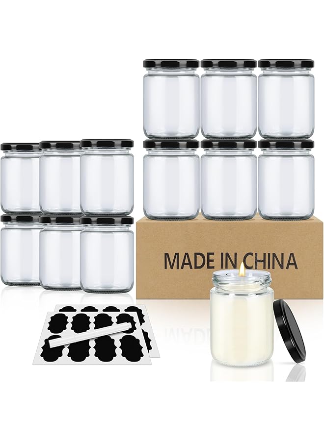 The Bros 12 Pack 8oz Glass Jars with Airtight Lids – Small Empty Jars for Candle Making, Spices, Honey, Jam, Candy, Cookies, Pudding, Yogurt, Dessert – Reusable Storage Containers for Kitchen - Image 1