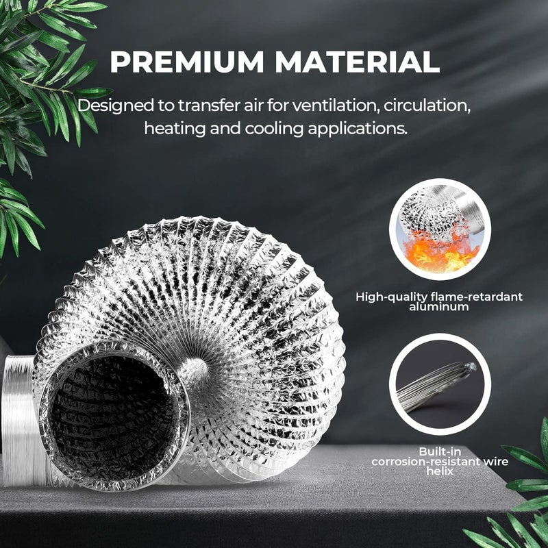 iPower iPower GLDUCT12X25CX4 4 Pack NonInsulated Flex Air Aluminum Dryer Vent Hose HVAC Ducting 12 Inch 25 Feet 4Pack Silver - Image 3