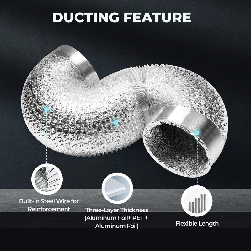 iPower iPower GLDUCT12X25CX4 4 Pack NonInsulated Flex Air Aluminum Dryer Vent Hose HVAC Ducting 12 Inch 25 Feet 4Pack Silver - Image 4