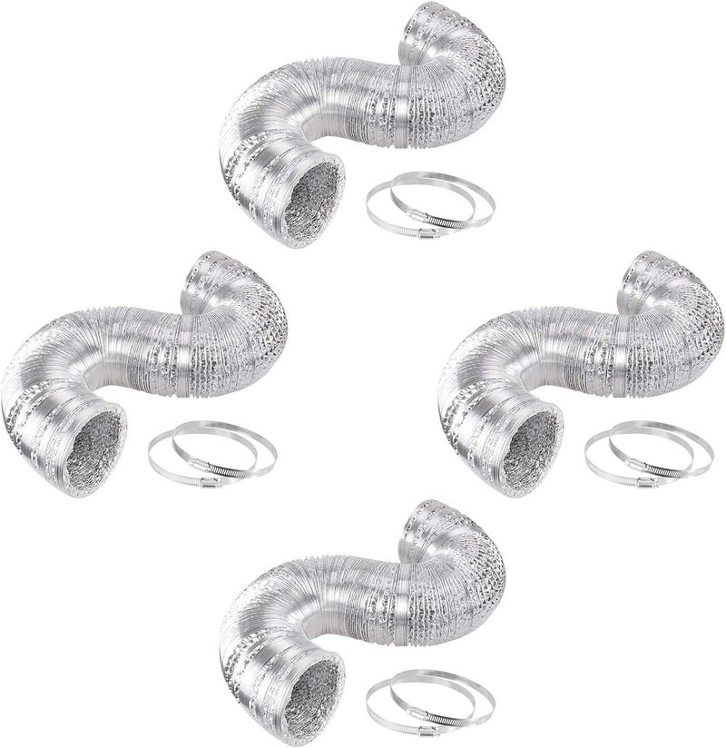 iPower iPower GLDUCT12X25CX4 4 Pack NonInsulated Flex Air Aluminum Dryer Vent Hose HVAC Ducting 12 Inch 25 Feet 4Pack Silver - Image 1