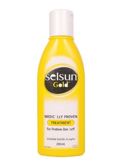 SELSUN Gold Anti-Dandruff Shampoo | Strong Oil Control & Flake Removal | For Severe Dandruff | 200ml Yellow Bottle