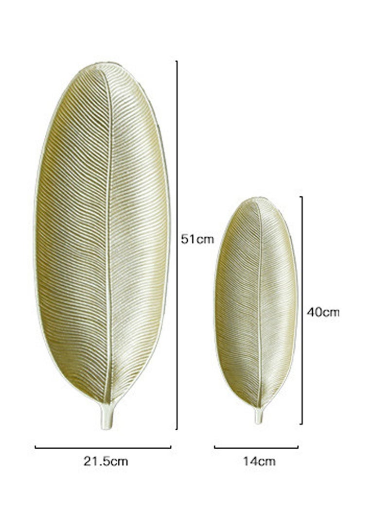 LINGWEI Wooden Golden Tray 2pcs Set Leaf Style Dish Serving Platter Snack Fruit & Candy Wooden Storage Trays For Home Kitchen Unique Leaf Shaped Tray Design - Image 4