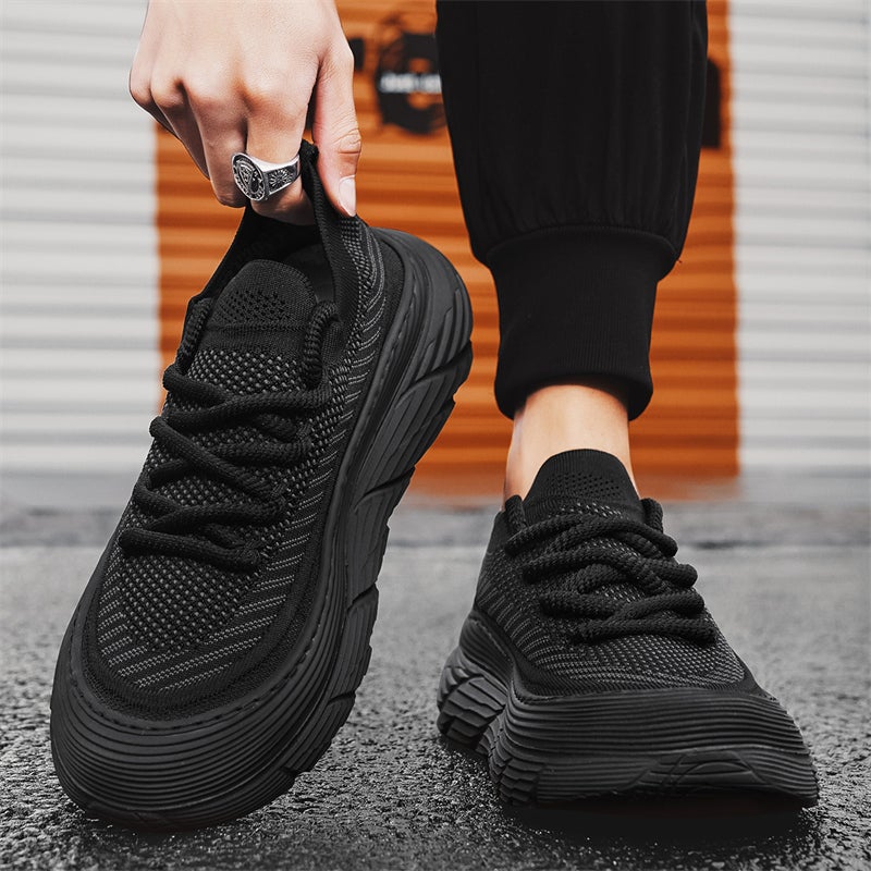 Pure Black Men'S Shoes Spring Mesh Breathable Kitchen Chef Work Safety Shoes Men'S Thick-Soled Sports Dad Shoes - Image 2