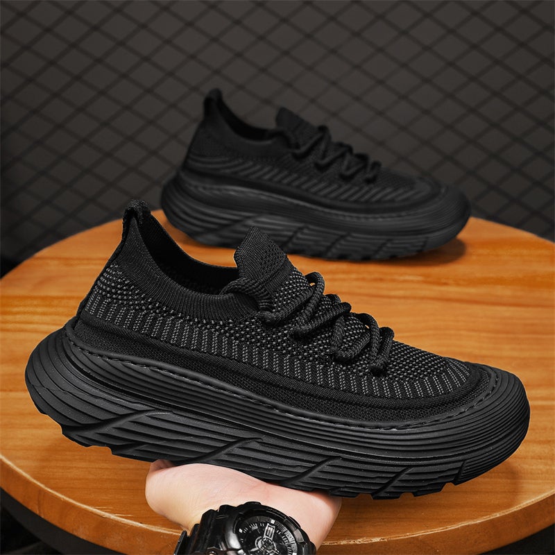Pure Black Men'S Shoes Spring Mesh Breathable Kitchen Chef Work Safety Shoes Men'S Thick-Soled Sports Dad Shoes - Image 4