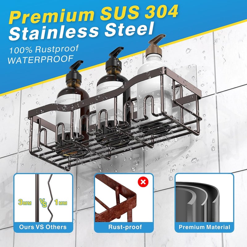 EUDELE Shower Caddy 5 Pack,Adhesive Shower Organizer for Bathroom Storage&Home Decor&Kitchen,No Drilling,Large Capacity,Rustproof Stainless Steel Bathroom Organizer,Shower Shelves for Inside Shower - Image 5