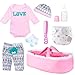 Pedolltree Reborn Baby Doll Clothes Girl Pink Outfits Accesories for 1722 Inch Reborn Doll Newborn Baby Girl Accesories 8 Pcs Set with BassinetDiaper - Image 2