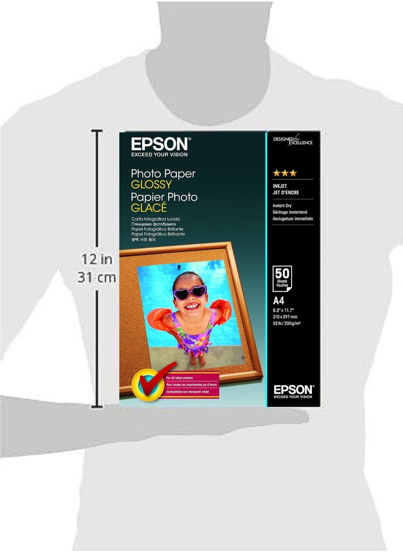 EPSON - Epson C13S042539 A4 Photo Paper Pack of 50, Pink, 235G404, 50 Sheets - Image 1
