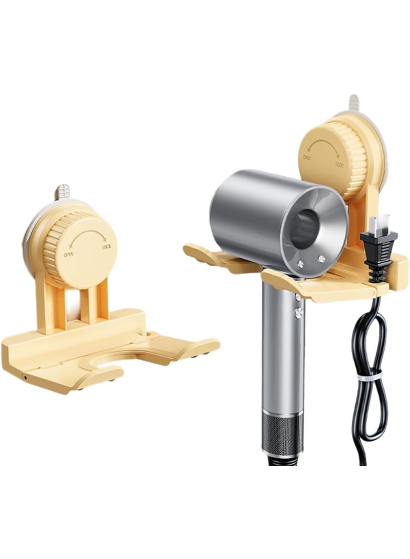 SYOSI Hair Dryer Holder, Universal Wall Mount Blow Dryer Hanger with Strong Suction Cup and Locking Latch, Includes Plug and Cord Organizer, Space Saving Storage for Bathroom Vanity or Cabinet Door - Image 1