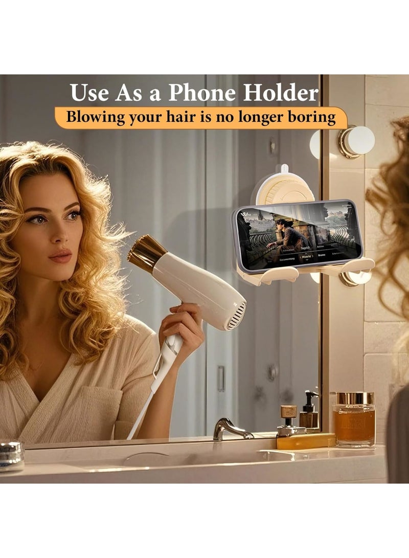 SYOSI Hair Dryer Holder, Universal Wall Mount Blow Dryer Hanger with Strong Suction Cup and Locking Latch, Includes Plug and Cord Organizer, Space Saving Storage for Bathroom Vanity or Cabinet Door - Image 5