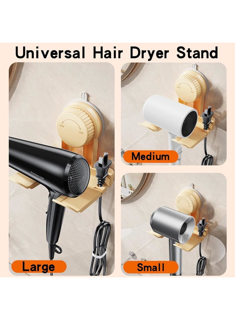 SYOSI Hair Dryer Holder, Universal Wall Mount Blow Dryer Hanger with Strong Suction Cup and Locking Latch, Includes Plug and Cord Organizer, Space Saving Storage for Bathroom Vanity or Cabinet Door - Image 2