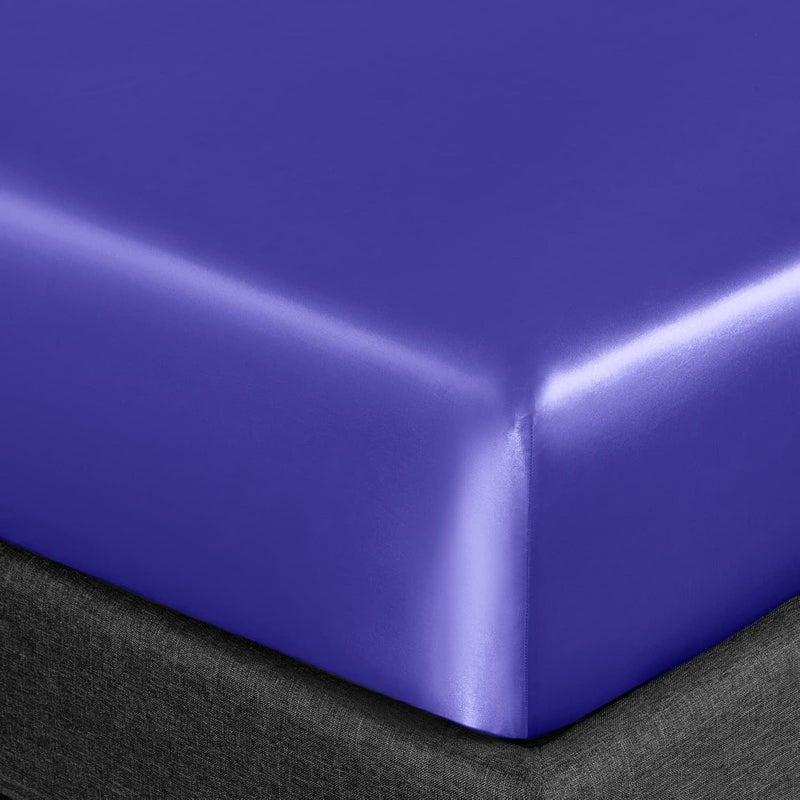 Homiest 3pcs Satin Sheets Set Luxury Silky Satin Bedding Set with Deep Pocket, 1 Fitted Sheet + 1 Flat Sheet + 1 Pillowcase (Twin Size, Periwinkle Blue) - Image 5