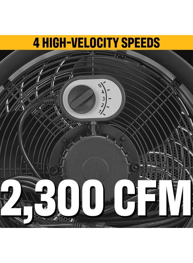Catterpillar CAT by CATERPILLAR HVD-14AC 14" high-velocity drum air circulator fan with 360-degree pivoting head, metal housing, wall mountable, & dual ball bearing 4-speed motor CETL listed. For indoor use - Image 5
