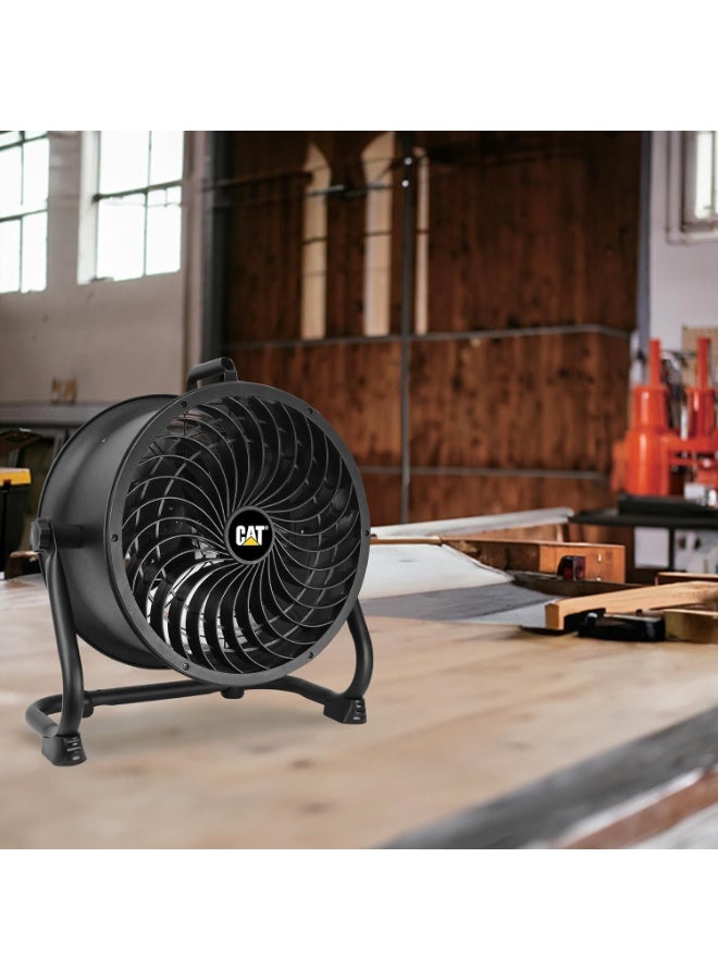 Catterpillar CAT by CATERPILLAR HVD-14AC 14" high-velocity drum air circulator fan with 360-degree pivoting head, metal housing, wall mountable, & dual ball bearing 4-speed motor CETL listed. For indoor use - Image 2