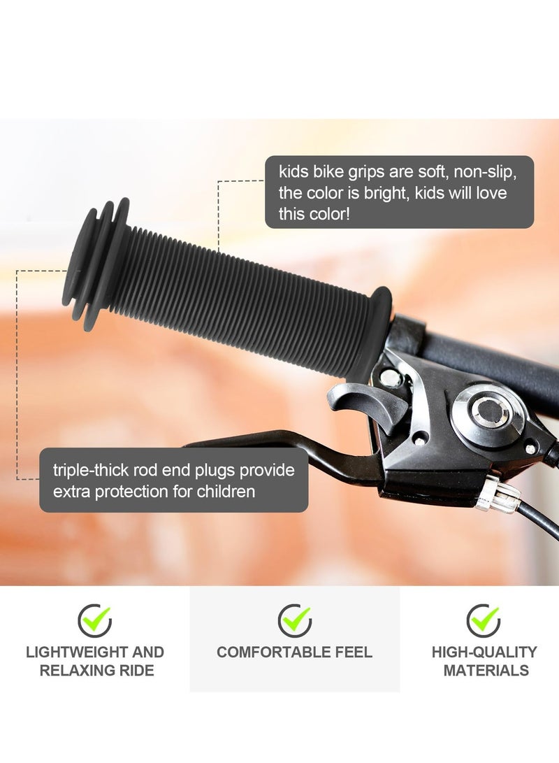 أوزيغالور 4 قطع مقابض مقابض دراجات للأطفال، مطاطية ناعمة، غير قابلة للانزلاق، لمختلف الدراجات، أسود. - Image 4