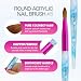 PANA USA Acrylic Nail Brush Pure Kolinsky Hair Acrylic White Swirl Blue Handle with Pink Ferrule Round Shaped - Size 8 - Image 3