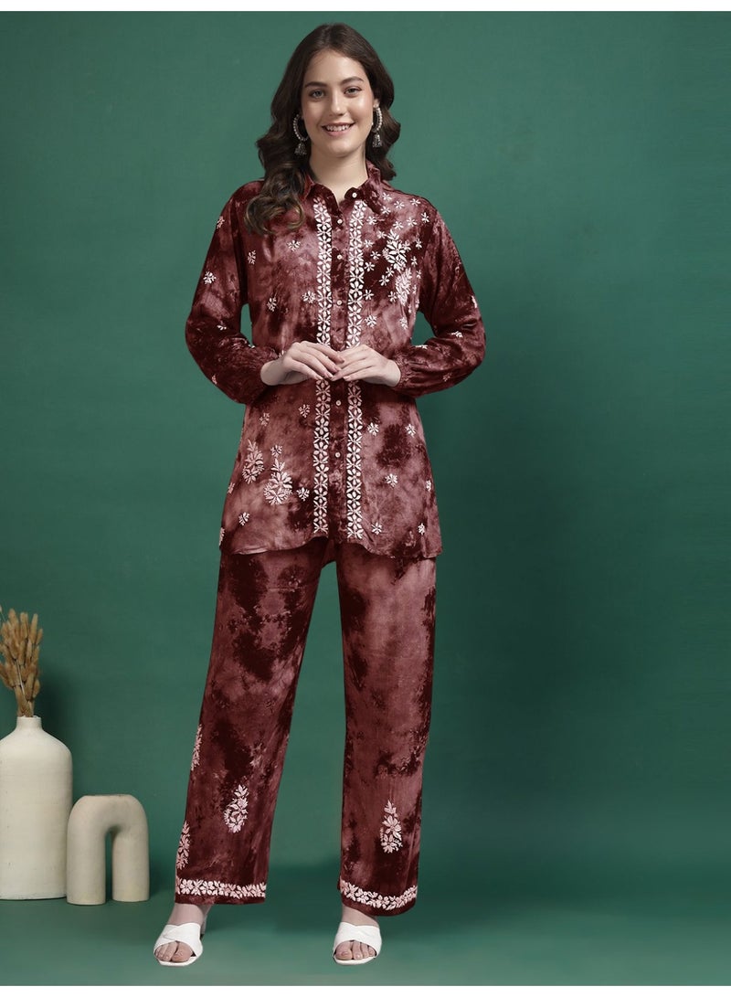 Alaya Women Hand Embroidered Chikankari Rayon Co-ord Set-AL4093KS - Image 1