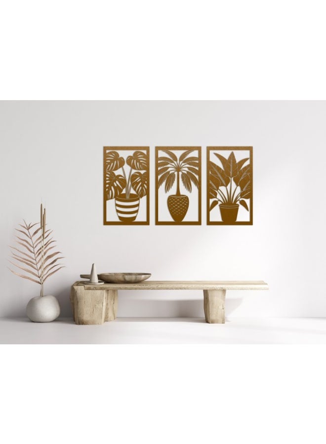 Home Gallery Modern Botanical Wood Wall Art Set - Image 1
