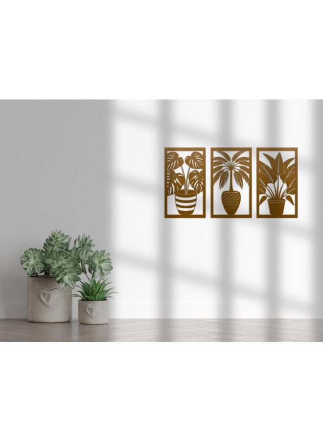 Home Gallery Modern Botanical Wood Wall Art Set - Image 2