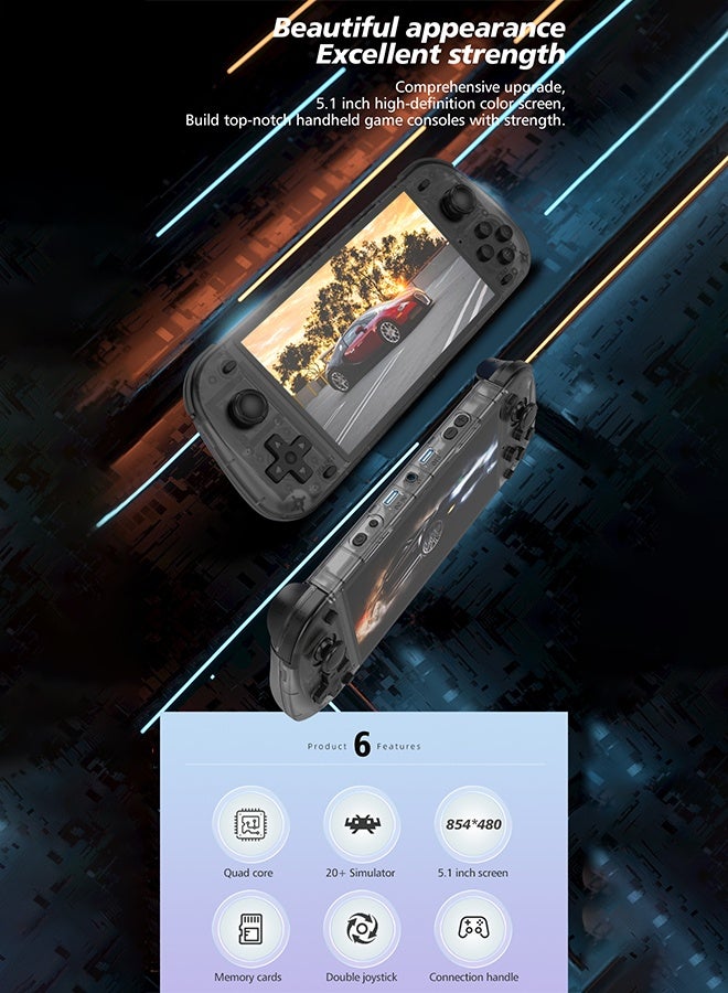  أمباون جهاز ألعاب محمول R50s ثماني النواة اتصال تلفزيون HDMI شاشة لمس 5.1 بوصة نظام أندرويد يدعم WiFi Arcade-Black - Image 5