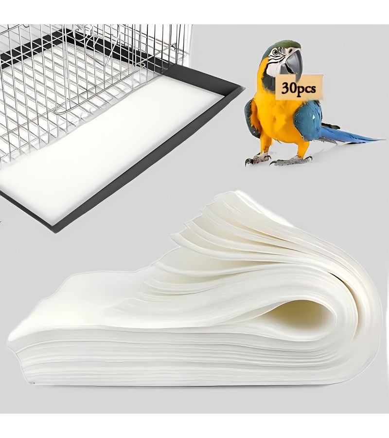 30pcs Leakproof Disposable Bird Cage Mats 10.63x14.96inch Absorbent Parrot Tray Liners Easy Clean Cage Accessories Suitable For All Bird Cages - Image 1