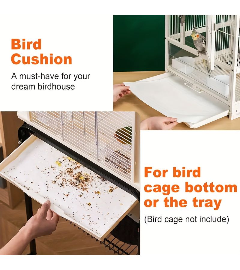 30pcs Leakproof Disposable Bird Cage Mats 10.63x14.96inch Absorbent Parrot Tray Liners Easy Clean Cage Accessories Suitable For All Bird Cages - Image 5