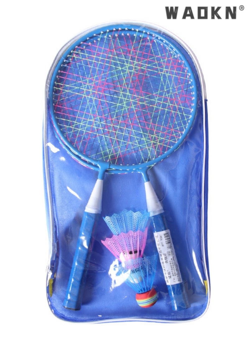 WAOKN Badminton Racket Badminton Racket for Children 1 Pair, Shuttlecocks Racquet Sports Set  Nylon Alloy Durable Badminton Racquet Set for Kids Indoor/Outdoor Sport Game（Including 3 Badminton and Bag）  - Image 1