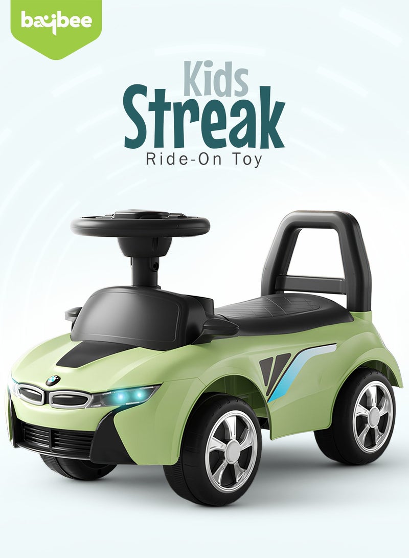 BAYBEE Streak Baby Ride on Car for Kids, Toddler Ride on Baby Car with Lights, Music, Backrest & Storage Space | Kids Push Car for Baby | Push Ride on Car for Kids Toddlers 1 to 3 Years Boys Girls Green - Image 2