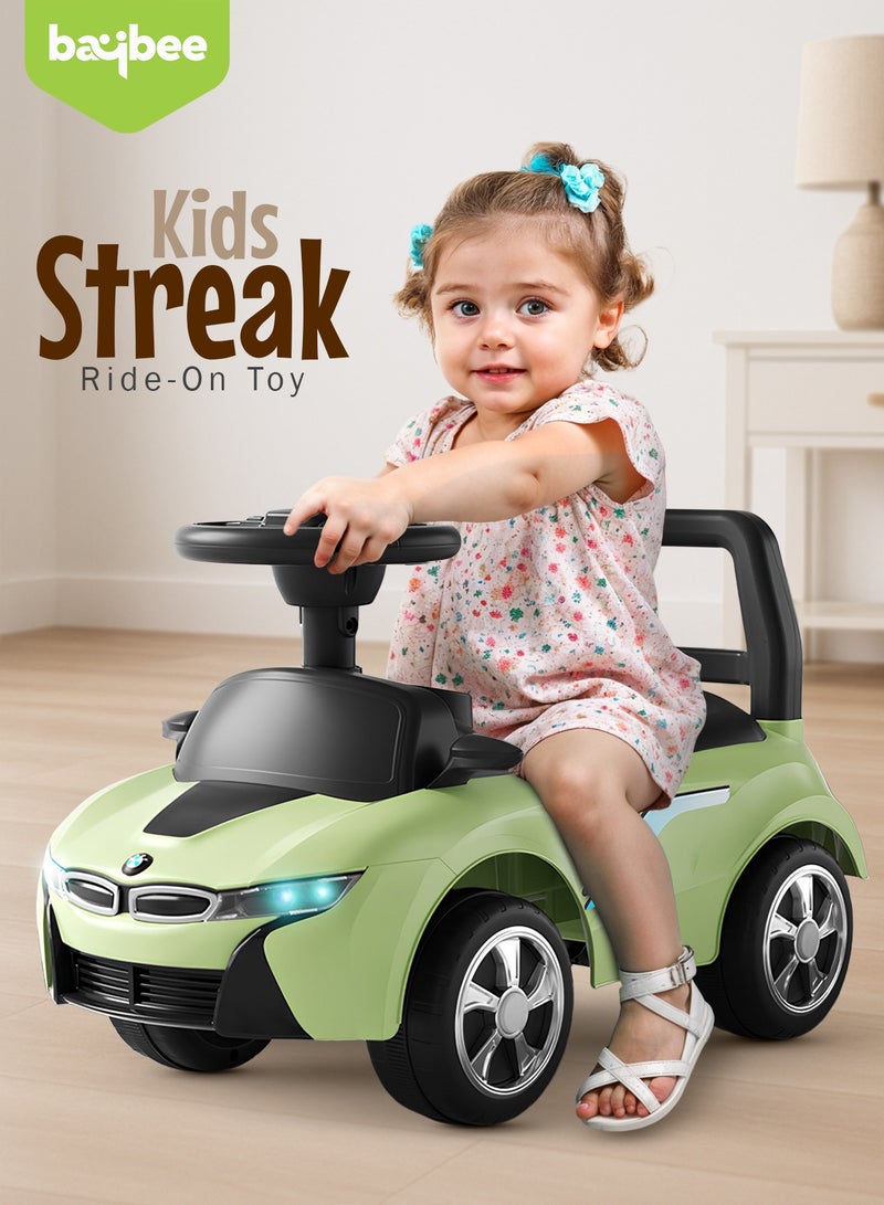 BAYBEE Streak Baby Ride on Car for Kids, Toddler Ride on Baby Car with Lights, Music, Backrest & Storage Space | Kids Push Car for Baby | Push Ride on Car for Kids Toddlers 1 to 3 Years Boys Girls Green - Image 3