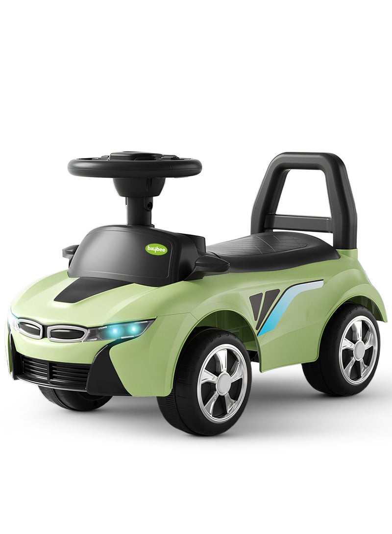 BAYBEE Streak Baby Ride on Car for Kids, Toddler Ride on Baby Car with Lights, Music, Backrest & Storage Space | Kids Push Car for Baby | Push Ride on Car for Kids Toddlers 1 to 3 Years Boys Girls Green - Image 1