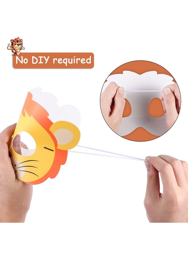 Blulu 16 Pcs Safari Animal Masks for Kids Jungle Zoo Animals Cartoon Masks for Woodland Animal Theme Birthday Party Decorations - Image 3