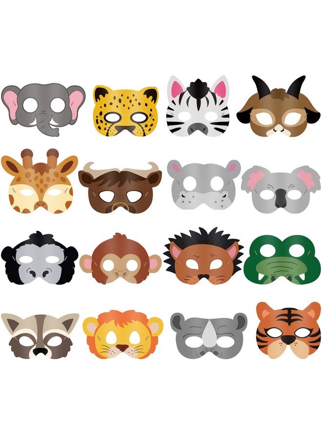 Blulu 16 Pcs Safari Animal Masks for Kids Jungle Zoo Animals Cartoon Masks for Woodland Animal Theme Birthday Party Decorations - Image 1