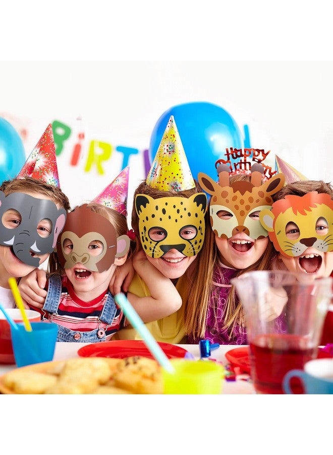 Blulu 16 Pcs Safari Animal Masks for Kids Jungle Zoo Animals Cartoon Masks for Woodland Animal Theme Birthday Party Decorations - Image 5