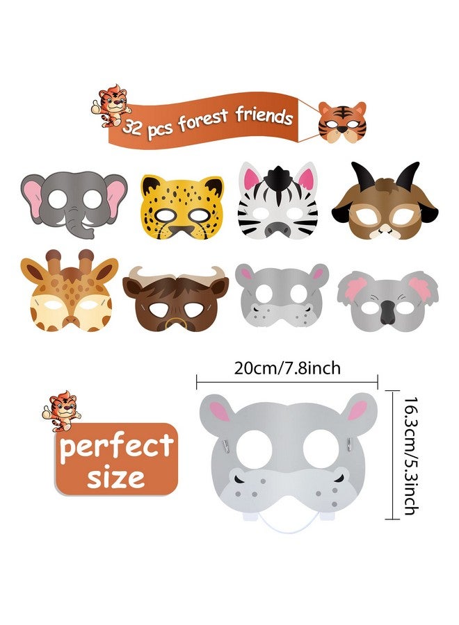 Blulu 16 Pcs Safari Animal Masks for Kids Jungle Zoo Animals Cartoon Masks for Woodland Animal Theme Birthday Party Decorations - Image 2