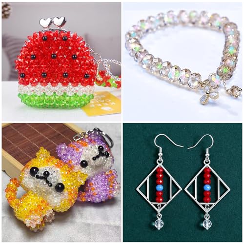 NITOPUPU 1000pcs 4mm Crystal Glass Beads for Jewelry Making Faceted Rondelle Flat Beads for Bracelets Necklace Earrings DIY Crafts (Champagne Crystal AB Bead) - Image 4
