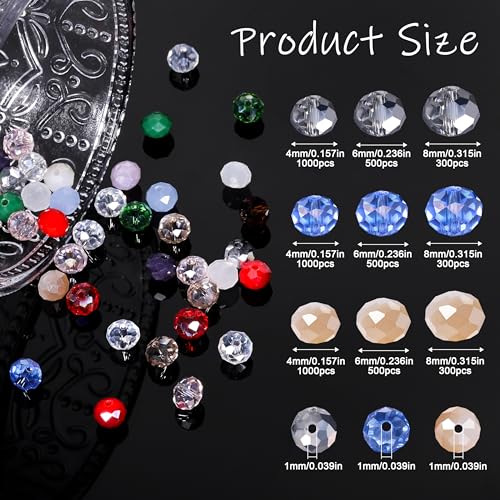 NITOPUPU 1000pcs 4mm Crystal Glass Beads for Jewelry Making Faceted Rondelle Flat Beads for Bracelets Necklace Earrings DIY Crafts (Champagne Crystal AB Bead) - Image 2