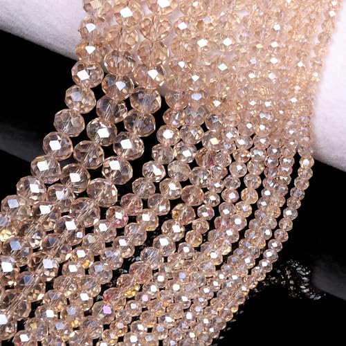 NITOPUPU 1000pcs 4mm Crystal Glass Beads for Jewelry Making Faceted Rondelle Flat Beads for Bracelets Necklace Earrings DIY Crafts (Champagne Crystal AB Bead) - Image 5