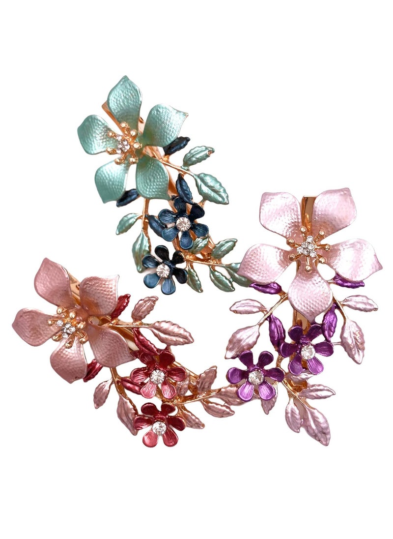 Lizzie Kay 3PCS Large Flower Metal French Hair Styling Alligator Clips Accessories Women Girls 