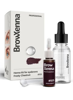 BrowXenna Brow Henna Kit with Hyaluronic Mixing Base Included | #105 Frosty Chestnut  - Image 1