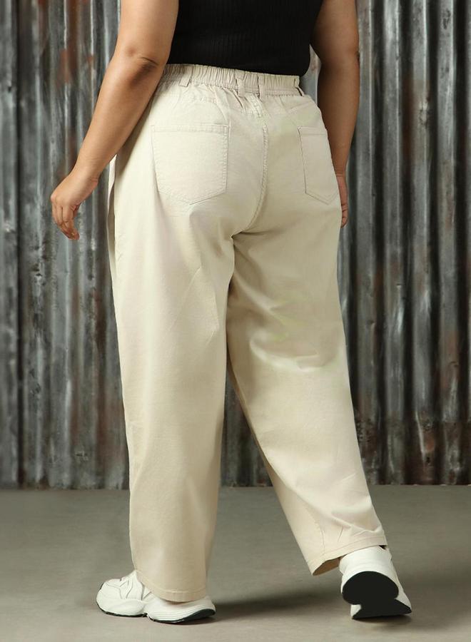 High Star Plus Size High Rise Regular Fit Trousers - Image 3