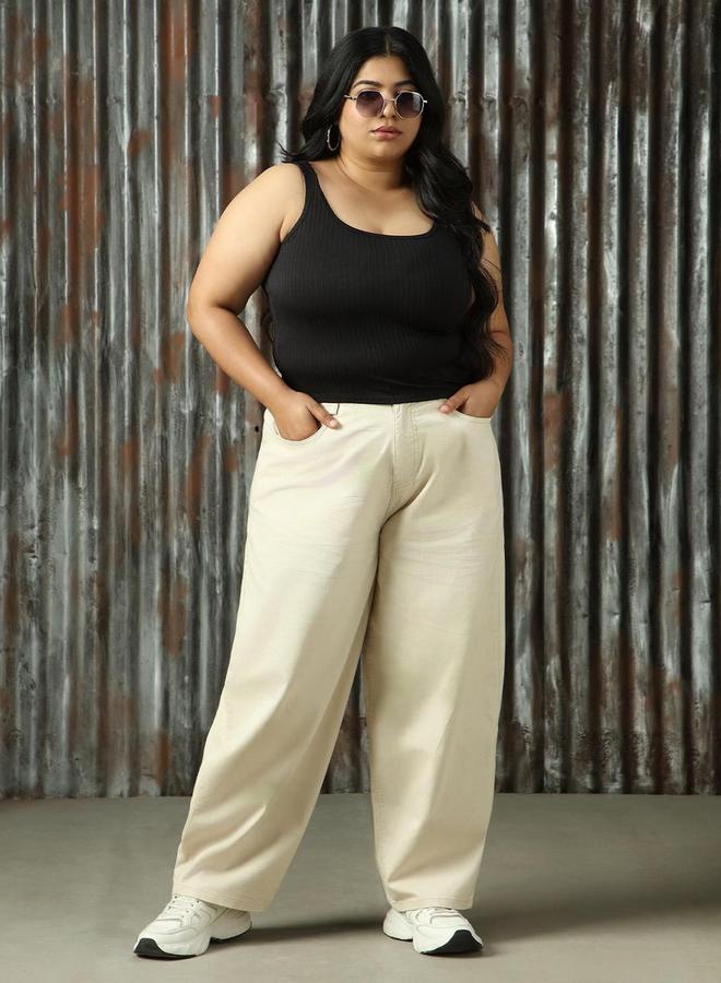 High Star Plus Size High Rise Regular Fit Trousers - Image 1