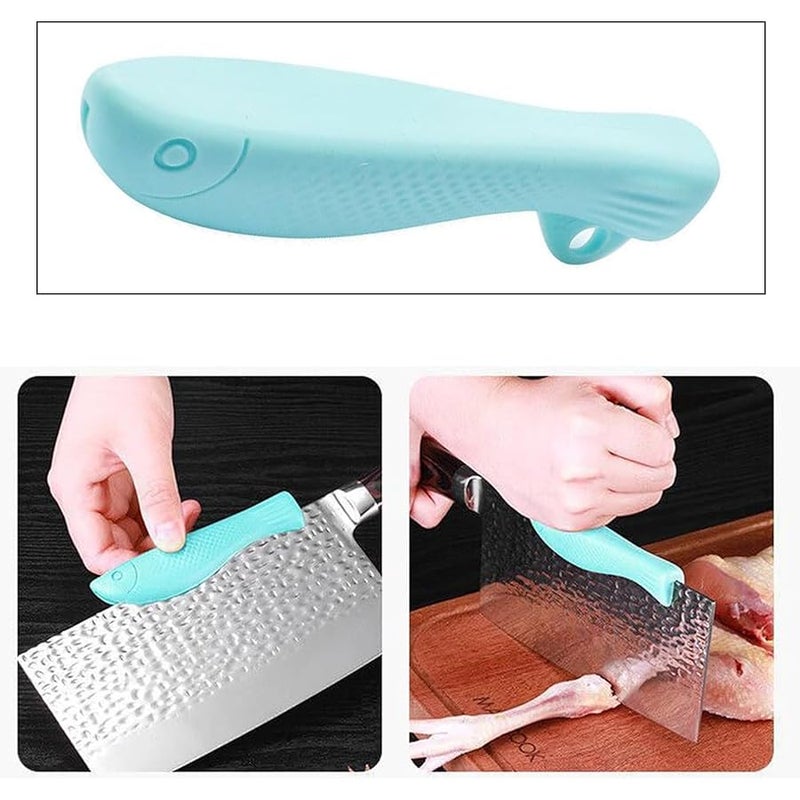 4 Pack Kitchen Knife Chopping Helper Chef Knife Back Cover Rubber Gripper Pads Meat Cutting Aid for Kitchen Knife Set Chef's Knife Boning Knife Fillet Knife Santoku Nakiri Knife Chef Knive - Image 4