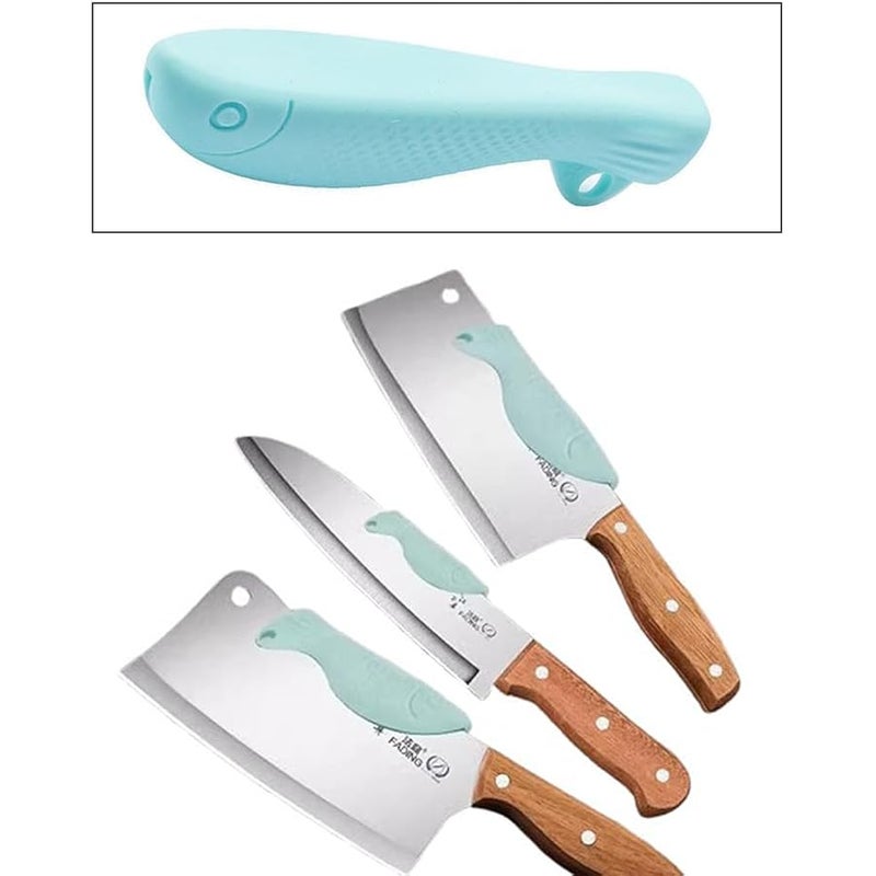 4 Pack Kitchen Knife Chopping Helper Chef Knife Back Cover Rubber Gripper Pads Meat Cutting Aid for Kitchen Knife Set Chef's Knife Boning Knife Fillet Knife Santoku Nakiri Knife Chef Knive - Image 3