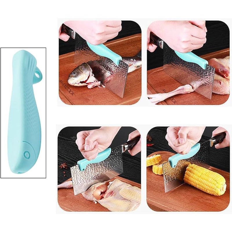 4 Pack Kitchen Knife Chopping Helper Chef Knife Back Cover Rubber Gripper Pads Meat Cutting Aid for Kitchen Knife Set Chef's Knife Boning Knife Fillet Knife Santoku Nakiri Knife Chef Knive - Image 5