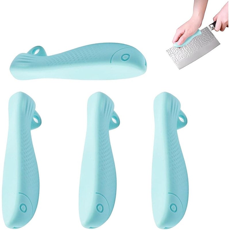 4 Pack Kitchen Knife Chopping Helper Chef Knife Back Cover Rubber Gripper Pads Meat Cutting Aid for Kitchen Knife Set Chef's Knife Boning Knife Fillet Knife Santoku Nakiri Knife Chef Knive - Image 1