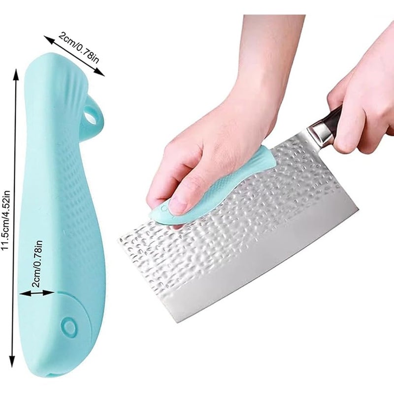 4 Pack Kitchen Knife Chopping Helper Chef Knife Back Cover Rubber Gripper Pads Meat Cutting Aid for Kitchen Knife Set Chef's Knife Boning Knife Fillet Knife Santoku Nakiri Knife Chef Knive - Image 2