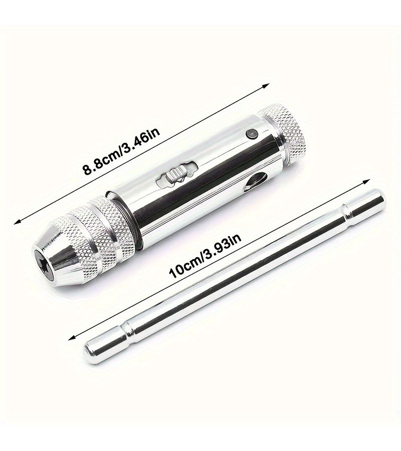 6 Pieces Adjustable Silver Handle Ratchet Tap Holder Wrench with 5pcs Metric Thread Tap M3 to M8 - Image 4