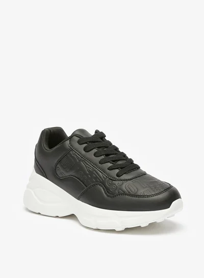 MISSY Women's Embossed Sneakers with Lace-Up Closure