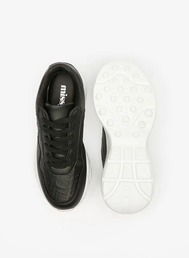 MISSY Women's Embossed Sneakers with Lace-Up Closure